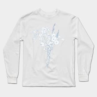 eucalyptus leaf and flower line drawing Long Sleeve T-Shirt